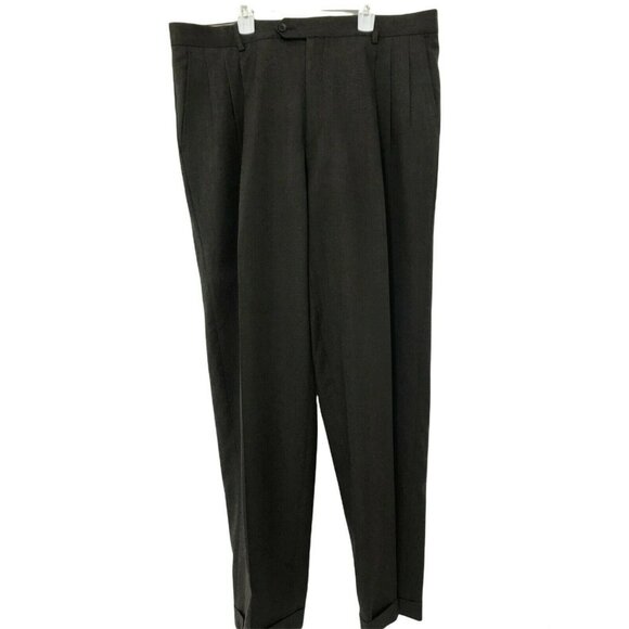 Vito Ruffolo Wool Pleated Dress Pants Mens 38 Waist Brown Classic Fit Pre-Owned - Picture 1 of 4